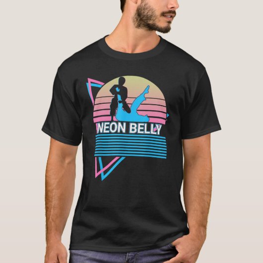 Funny Jiu Jitsu BJJ Retro Neon Belly T-Shirt (Vorderseite)