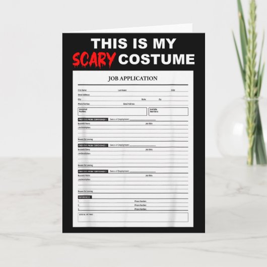 Funny Job Application Form Y Halloween Costume Karte (Vorderseite)