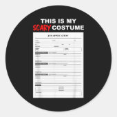 Funny Job Application Form Y Halloween Costume Runder Aufkleber (Vorderseite)