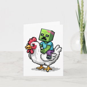 Funny Jockey Pixel Riding Chicken Jockey auf einem Karte