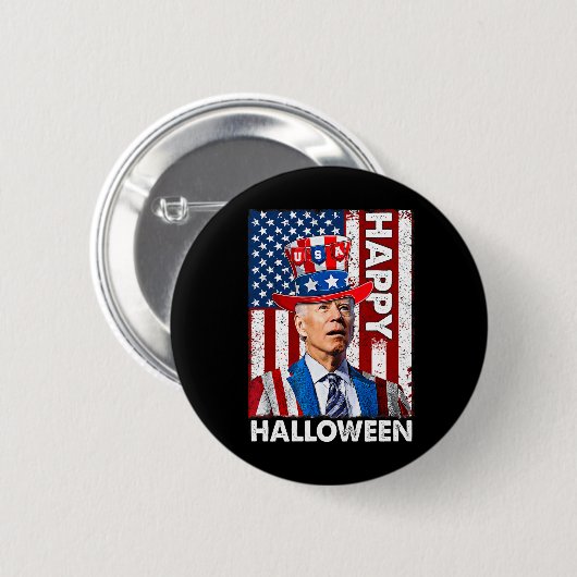 Funny Joe Biden 4. Juli Glücklichen Halloween Amer Button (Vorne & Hinten)