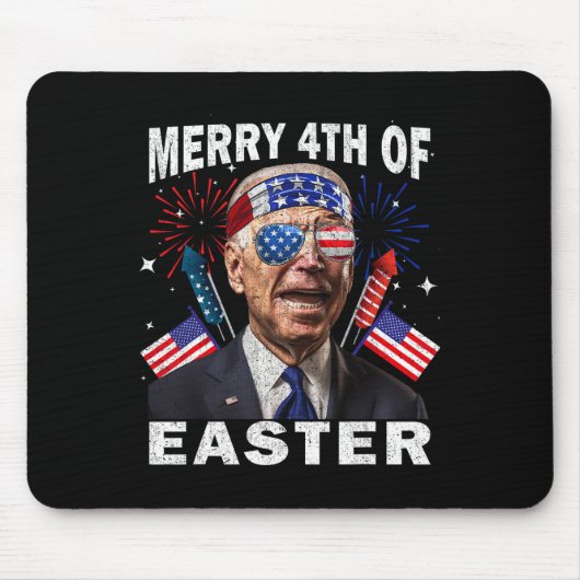 Funny Joe Biden 4. Juli Shirt Merry 4. Eas Mousepad (Vorne)