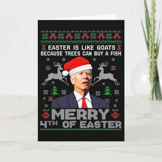 Funny Joe Biden Christmas Santa Hat Merry 4th Of E Karte (Vorderseite)