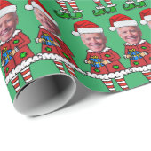 Funny Joe Biden Custom Face Foto Elf Weihnachten Geschenkpapier (Rolleneckpunkt)