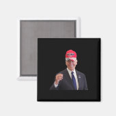 Funny Joe Biden Dons Trump 2024 Cap Magnet (Vorderseite/Rückseite)