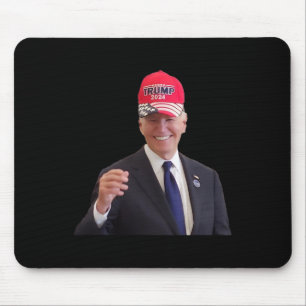 Funny Joe Biden Dons Trump 2024 Cap Mousepad