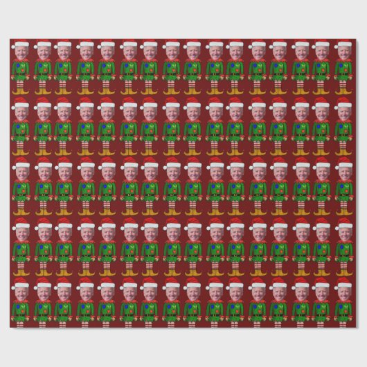 Funny Joe Biden Elf Custom Face Weihnachten Geschenkpapier (Flach)
