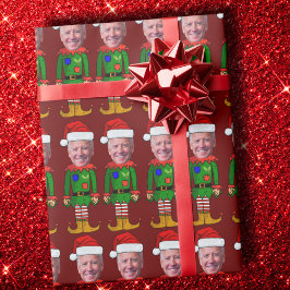 Funny Joe Biden Elf Custom Face Weihnachten Geschenkpapier