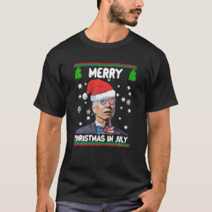 Funny Joe Biden Frohes Weihnachten im Juli USA Fla T-Shirt