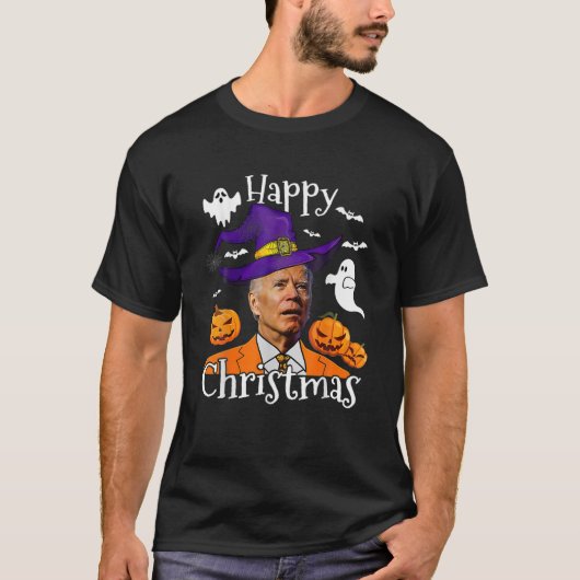 Funny Joe Biden Halloween Konfuse Happy Christmas T-Shirt (Vorderseite)