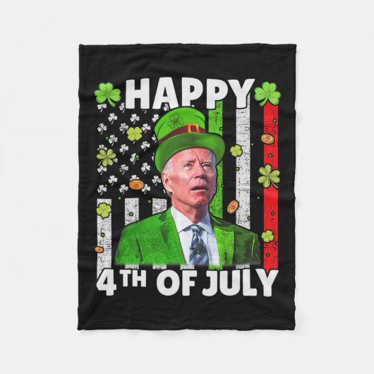 Funny Joe Biden Happy 4. Juli Verwirrte St Patr Fleecedecke (Vorderseite)