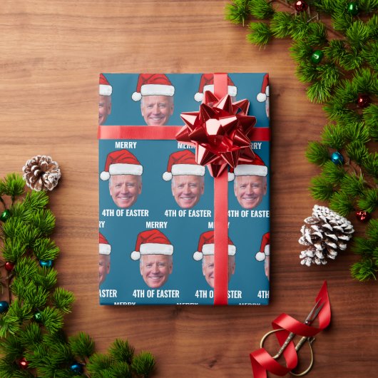 Funny Joe Biden Happy 4. Osterweihnachtsblau Geschenkpapier (Feiertagsgeschenk)