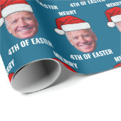 Funny Joe Biden Happy 4. Osterweihnachtsblau Geschenkpapier (Rolleneckpunkt)