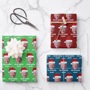 Funny Joe Biden Happy 4. Osterweihnachtsfest Geschenkpapier Set