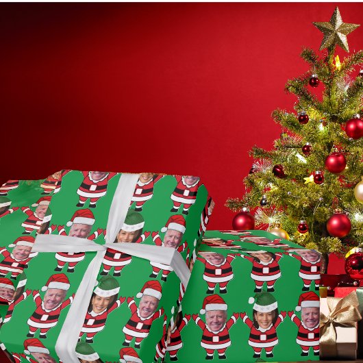 Funny Joe Biden Kamala Harris Santa Custom Face Geschenkpapier