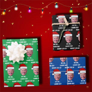 Funny Joe Biden Merry 4. Spaß des Arbeitstages Geschenkpapier Set