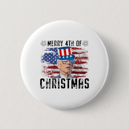 Funny Joe Biden Merry 4. Weihnachten 4. Juli Button (Vorderseite)