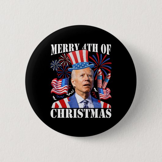 Funny Joe Biden Merry 4. Weihnachten 4. Juli Button (Vorderseite)