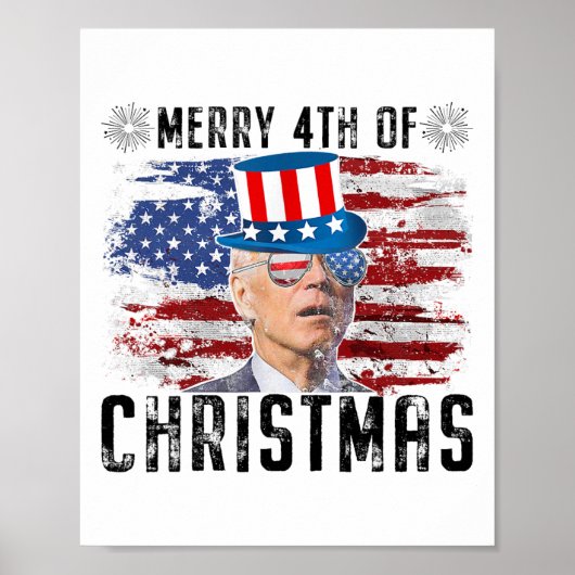 Funny Joe Biden Merry 4. Weihnachten 4. Juli Poster (Vorne)