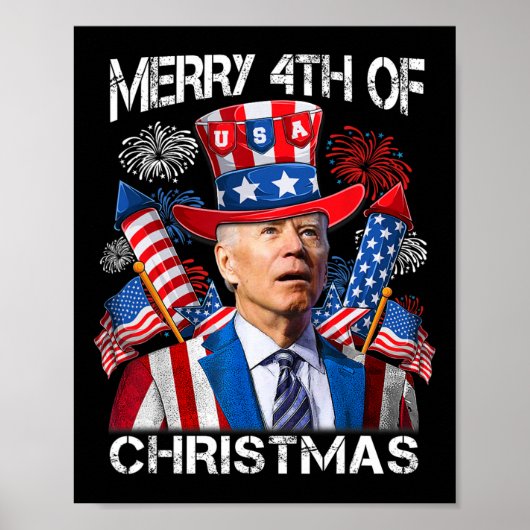 Funny Joe Biden Merry 4. Weihnachten 4. Juli Poster (Vorne)