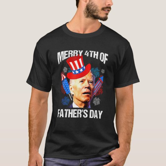 Funny Joe Biden Merry 4th of July Verwirrte Vater' T-Shirt (Vorderseite)