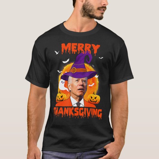 Funny Joe Biden Merry Erntedank verwirrt Happy T-Shirt (Vorderseite)