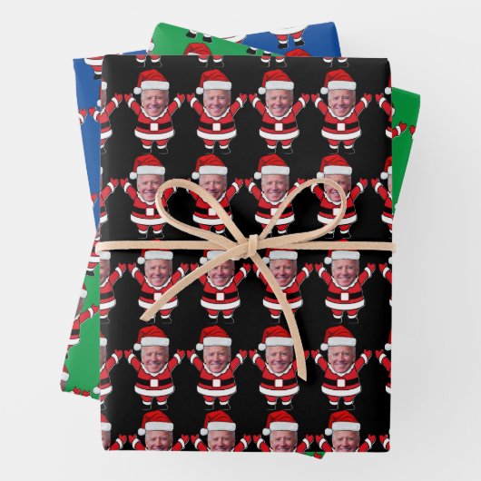 Funny Joe Biden Santa Claus Custom Face Foto Geschenkpapier Set (Beispiel)