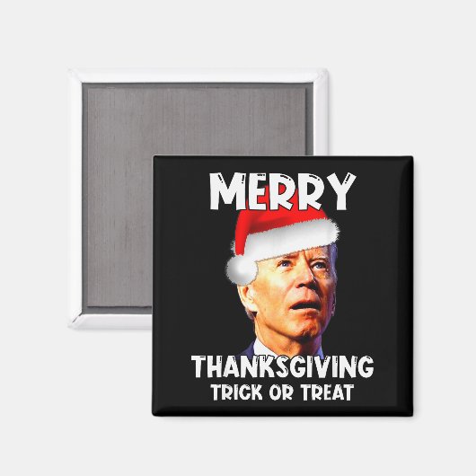 Funny Joe Biden Santa Hat Merry Thanksgiving Chris Magnet (Vorderseite/Rückseite)