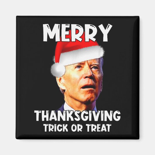 Funny Joe Biden Santa Hat Merry Thanksgiving Chris Magnet (Vorne)