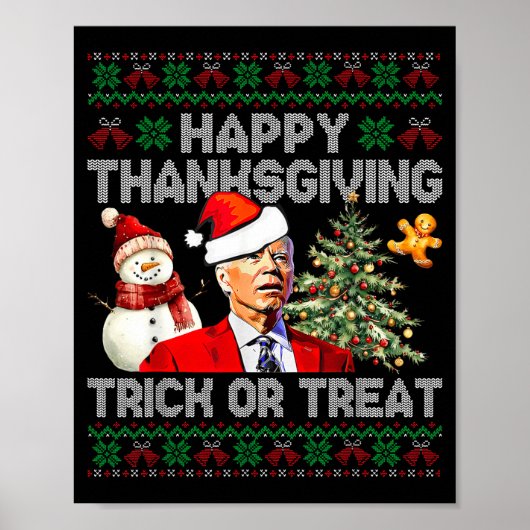 Funny Joe Biden Santa Merry Thanksgiving Christmas Poster (Vorne)
