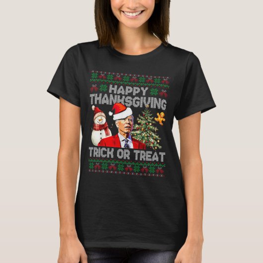 Funny Joe Biden Santa Merry Thanksgiving Christmas T-Shirt (Vorderseite)