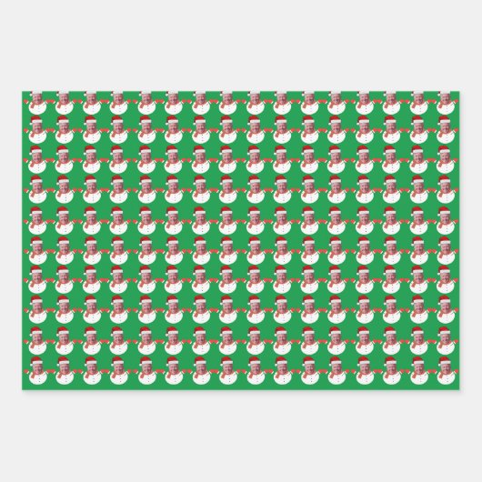 Funny Joe Biden Snowman Custom Face Foto Xmas Geschenkpapier Set (Vorderseite)