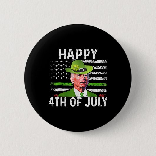 Funny Joe Biden St Patricks Day Happy 4. Juli Button (Vorderseite)