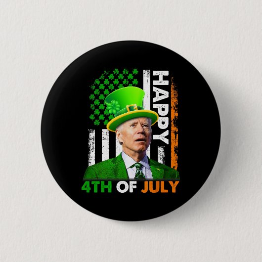 Funny Joe Biden St Patricks Day Happy 4. Juli Button (Vorderseite)
