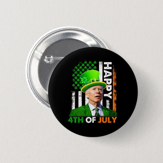 Funny Joe Biden St Patricks Day Happy 4. Juli Button (Vorne & Hinten)