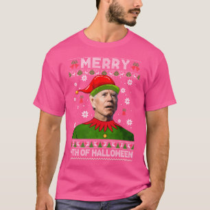 Funny Joe Biden Ugly Christmas Merry 4th Hall T-Shirt
