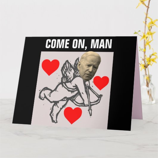 FUNNY JOE BIDEN VALENTINE'S DAY CARDS KARTE (Gelbe Blume)