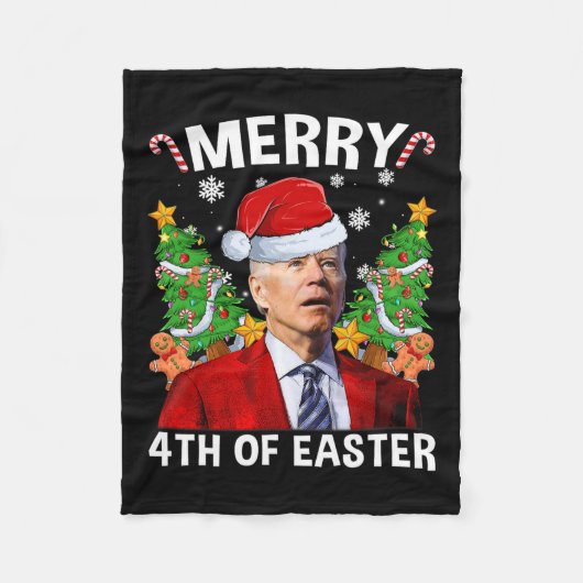 Funny Joe Biden Weihnachts-Weihnachtsmannmütze Mer Fleecedecke (Vorderseite)