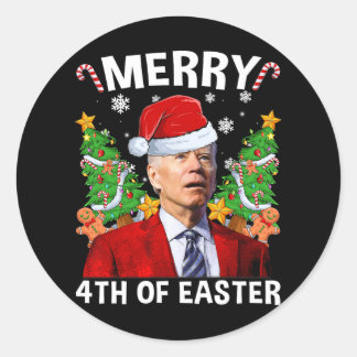 Funny Joe Biden Weihnachts-Weihnachtsmannmütze Mer Runder Aufkleber