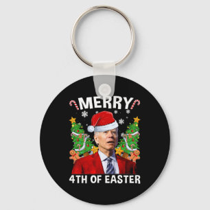 Funny Joe Biden Weihnachts-Weihnachtsmannmütze Mer Schlüsselanhänger