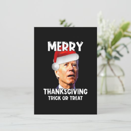 Funny Joe Biden Weihnachtsmannmütze Merry Erntedan Einladung (Stehend Vorderseite)