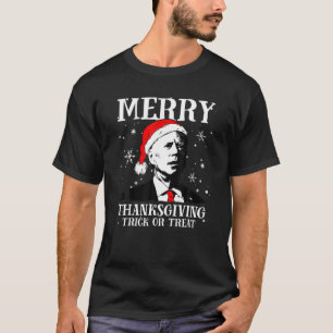 Funny Joe Biden Weihnachtsmannmütze Merry Erntedan T-Shirt