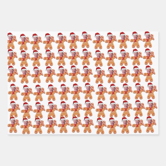 Funny Joe Biden Xmas Custom Face Foto Gingerbrew Geschenkpapier Set (Vorderseite 2)