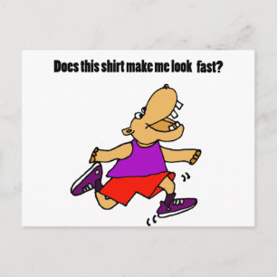 Funny Joggen Hippo Cartoon Postkarte