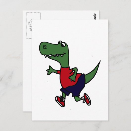 Funny Joggen Trex Dinosaur Postkarte (Vorne/Hinten)