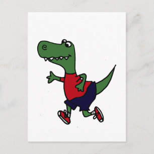 Funny Joggen Trex Dinosaur Postkarte