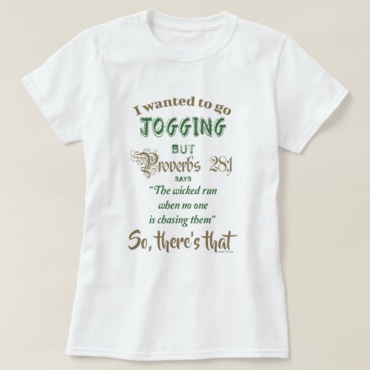 Funny Joggen und Sprichwörter Buch 28 Verse 1 T-Shirt (Design vorne)