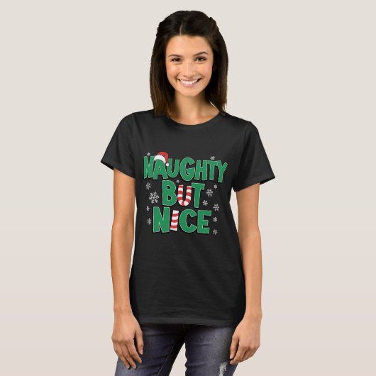 Funny Joke Christmas Humor Naughty But Nice T Shir T-Shirt (Vorne ganz)