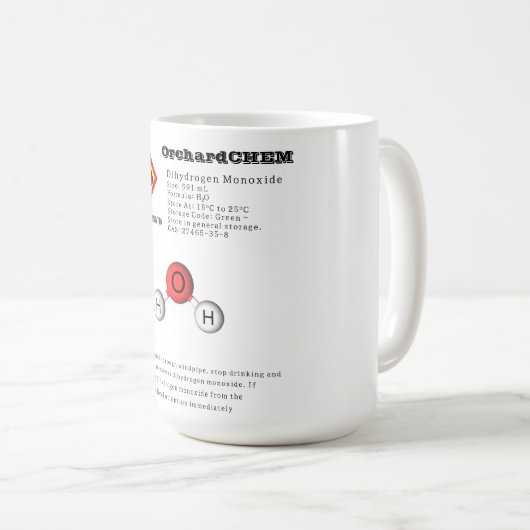 Funny Joke Dihydrogenmonoxid (H2O) Chemie Kaffeetasse (VorderseiteRechts)