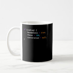 Funny Joke Programming If Coding Headphones fokuss Kaffeetasse